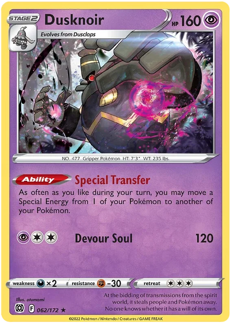 Dusknoir Brilliant Stars Pokemon Card Singles 062/172