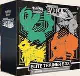 Pokémon Evolving Skies Elite Trainer Box featuring Leafeon, Umbreon, Jolteon, Flareon

