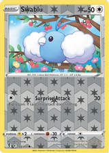 Swablu 132/203, Evolving Skies, Reverse Holo finish, representative matte composite; not an authentic reflective foil scan