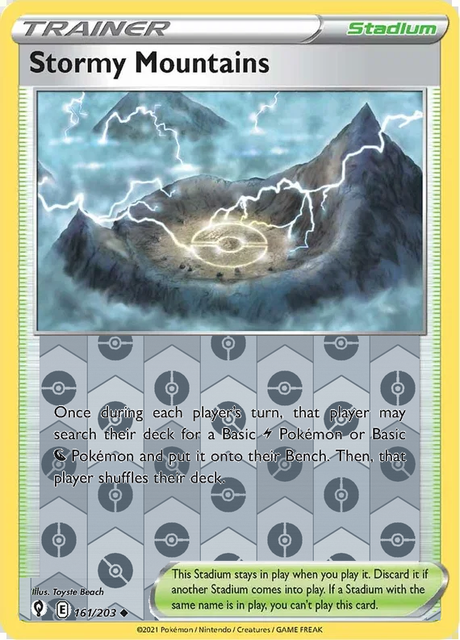 Stormy Mountains 161/203, Evolving Skies, Reverse Holo finish, representative matte composite