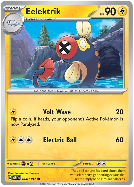 Eelektrik Obsidian Flames Single Pokemon Card