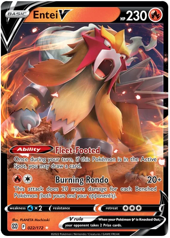 Entei V Brilliant Stars Pokemon Card Singles 022/172
