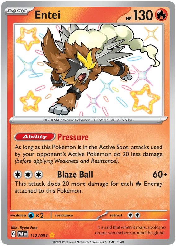 Entei Paldean Fates Pokemon Card Single 112/091