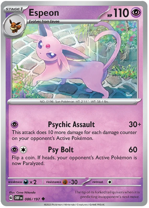 Espeon Obsidian Flames Single Pokemon Card