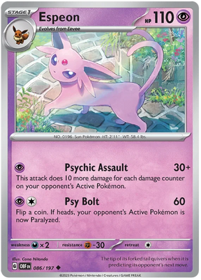 Espeon Obsidian Flames Single Pokemon Card