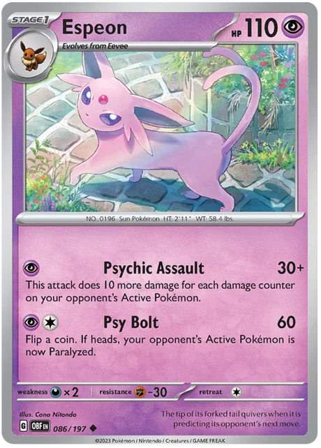 Espeon Obsidian Flames Single Pokemon Card