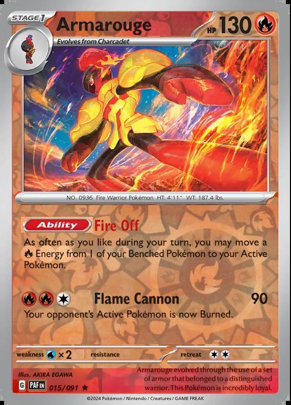 Armarouge 015/091, Paldean Fates, Reverse Holo, representative matte composite