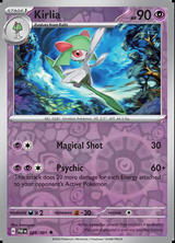 Kirlia 028/091, Paldean Fates, Reverse Holo, representative matte composite