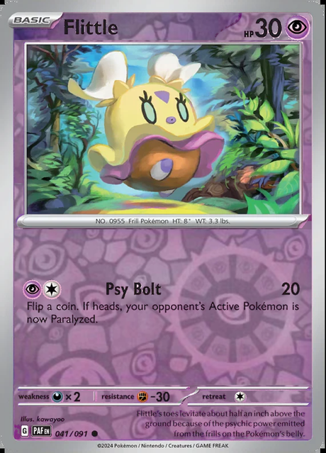 Flittle 041/091, Paldean Fates, Reverse Holo, representative matte composite