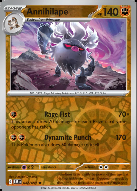 Annihilape 047/091, Paldean Fates, Reverse Holo, representative matte composite