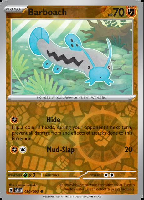 Barboach 050/091, Paldean Fates, Reverse Holo, representative matte composite
