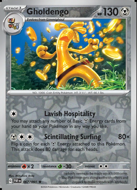 Gholdengo 067/091, Paldean Fates, Reverse Holo, representative matte composite