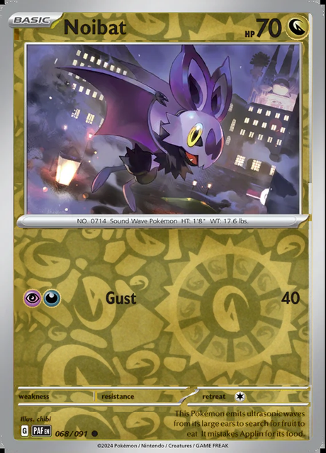 Noibat 068/091, Paldean Fates, Reverse Holo, representative matte composite