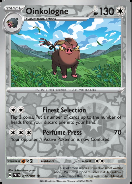 Oinkologne 072/091, Paldean Fates, Reverse Holo, representative matte composite