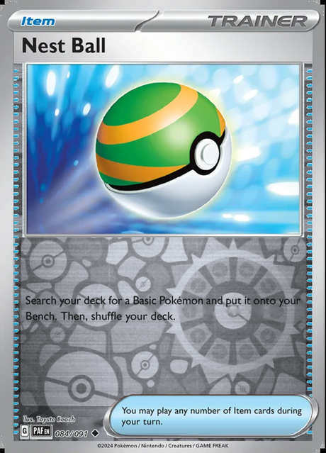 Nest Ball 084/091, Paldean Fates, Reverse Holo, representative matte composite