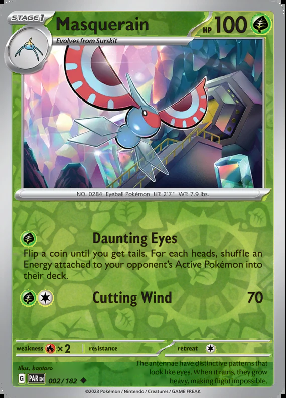 Masquerain 002/182, Paradox Rift, Reverse Holo, representative matte composite