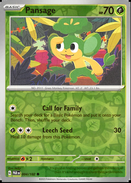 Pansage 004/182, Paradox Rift, Reverse Holo, representative matte composite