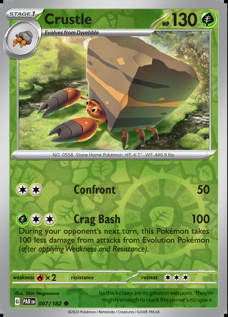 Crustle 007/182, Paradox Rift, Reverse Holo, representative matte composite