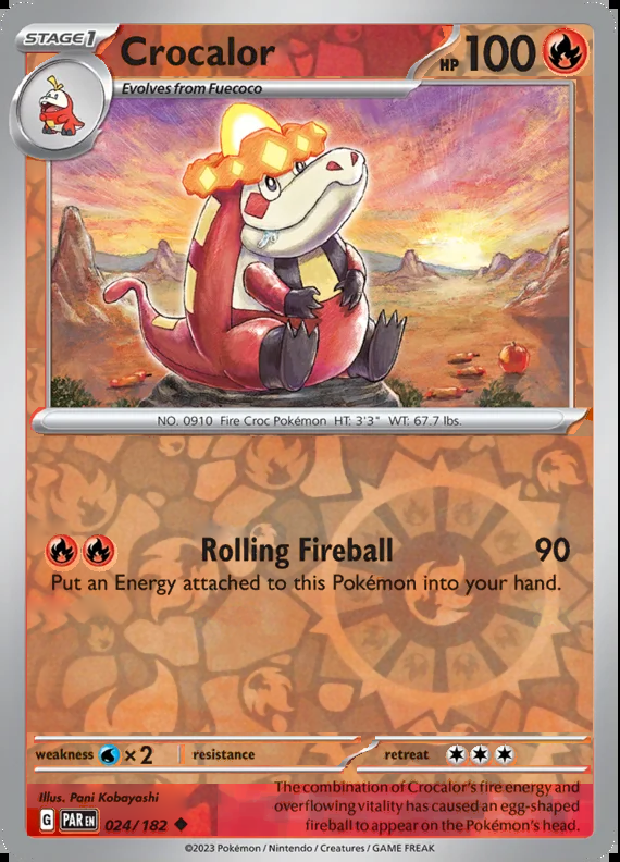 Crocalor 024/182, Paradox Rift, Reverse Holo, representative matte composite