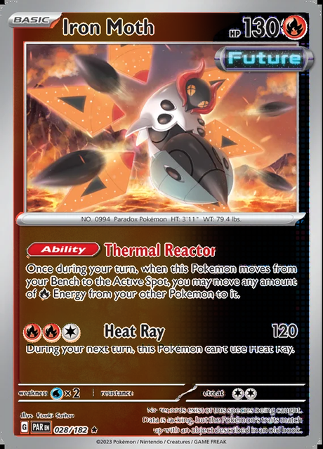 Iron Moth 028/182, Paradox Rift, Reverse Holo, representative matte composite
