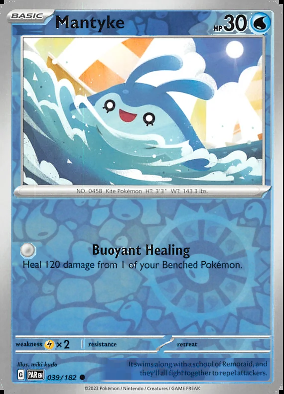 Mantyke 039/182, Paradox Rift, Reverse Holo, representative matte composite