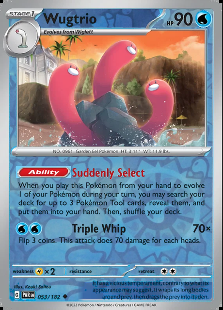 Wugtrio 053/182, Paradox Rift, Reverse Holo, representative matte composite