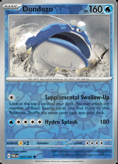 Dondozo 055/182, Paradox Rift, Reverse Holo, representative matte composite