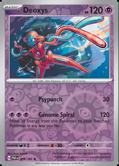 Deoxys 074/182, Paradox Rift, Reverse Holo, representative matte composite