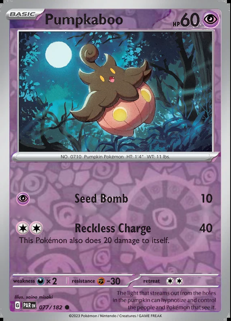 Pumpkaboo 077/182, Paradox Rift, Reverse Holo, representative matte composite