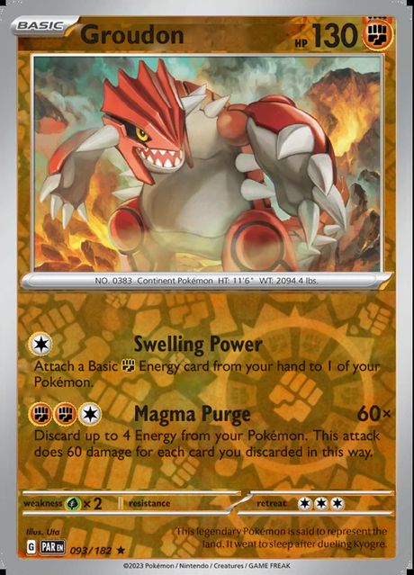 Groudon 093/182, Paradox Rift, Reverse Holo, representative matte composite