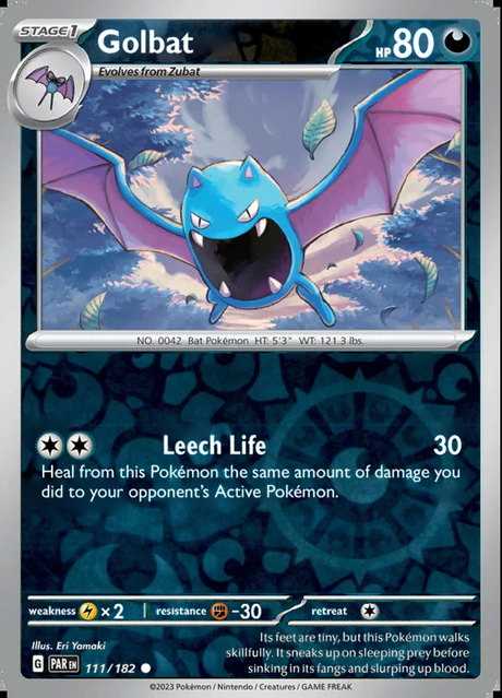 Golbat 111/182, Paradox Rift, Reverse Holo, representative matte composite