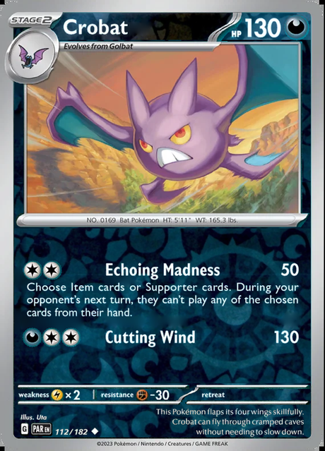 Crobat 112/182, Paradox Rift, Reverse Holo, representative matte composite