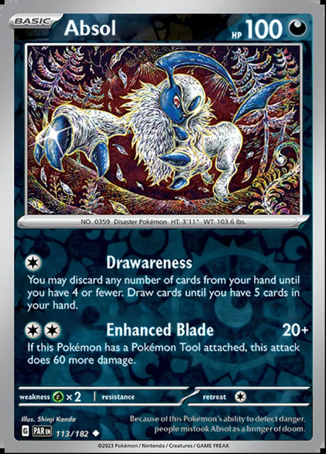 Absol 113/182, Paradox Rift, Reverse Holo, representative matte composite