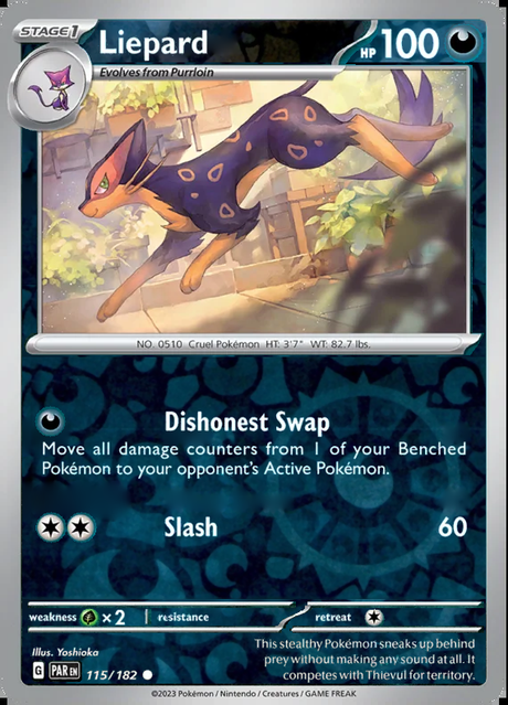 Liepard 115/182, Paradox Rift, Reverse Holo, representative matte composite