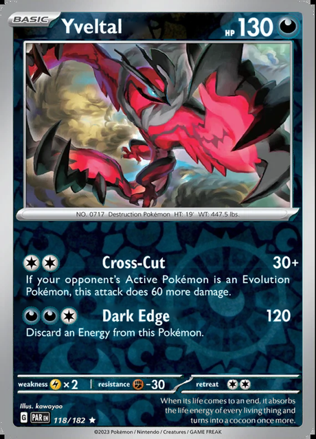 Yveltal 118/182, Paradox Rift, Reverse Holo, representative matte composite