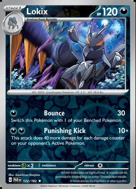 Lokix 122/182, Paradox Rift, Reverse Holo, representative matte composite