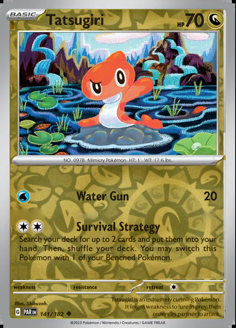 Tatsugiri 141/182, Paradox Rift, Reverse Holo, representative matte composite
