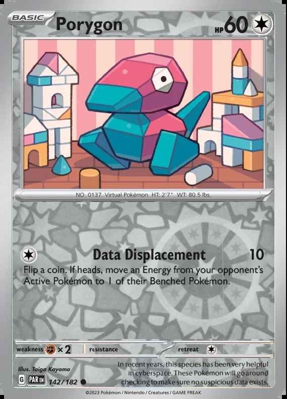 Porygon 142/182, Paradox Rift, Reverse Holo, representative matte composite