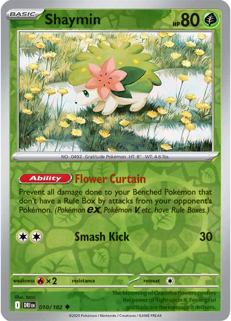 Shaymin 010/182, Destined Rivals, Reverse Holo, representative matte composite