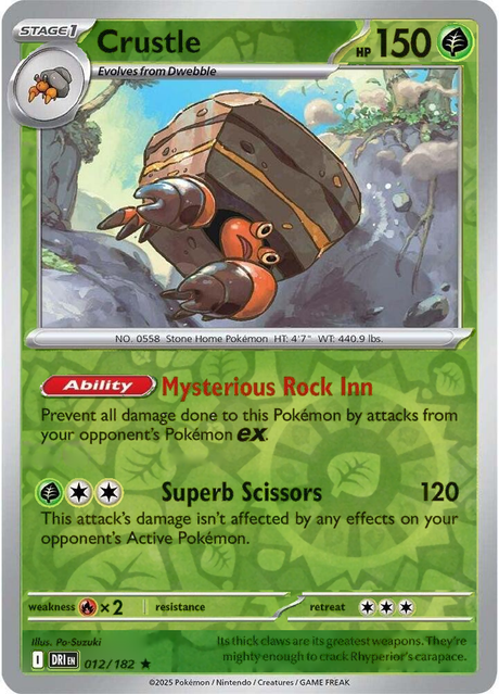 Crustle 012/182, Destined Rivals, Reverse Holo, representative matte composite