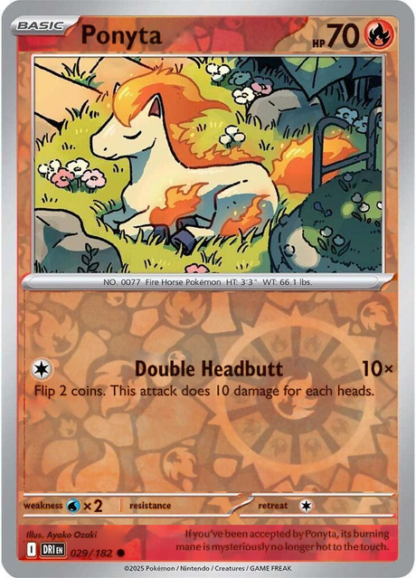 Ponyta 029/182, Destined Rivals, Reverse Holo, representative matte composite