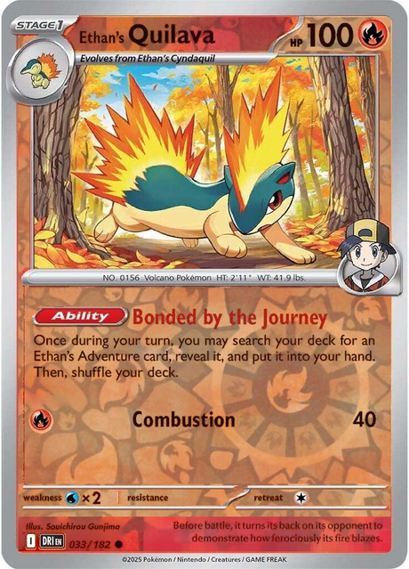 Ethan's Quilava 033/182, Destined Rivals, Reverse Holo, representative matte composite