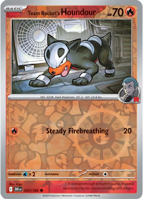 Team Rocket's Houndour 037/182, Destined Rivals, Reverse Holo, representative matte composite