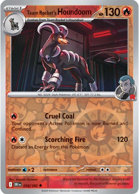 Team Rocket's Houndoom 038/182, Destined Rivals, Reverse Holo, representative matte composite