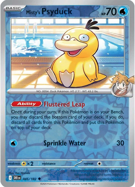 Misty's Psyduck 045/182, Destined Rivals, Reverse Holo, representative matte composite