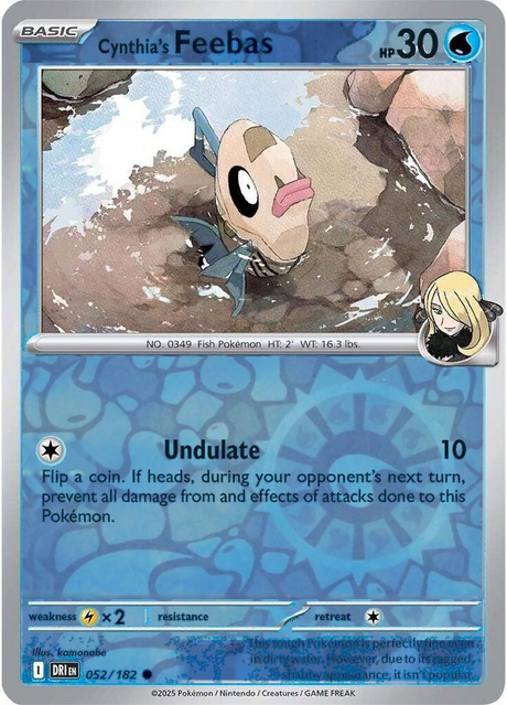Cynthia's Feebas 052/182, Destined Rivals, Reverse Holo, representative matte composite