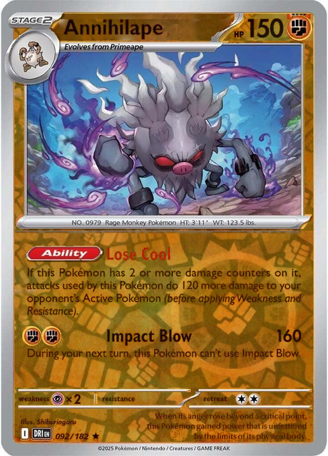 Annihilape 092/182, Destined Rivals, Reverse Holo, representative matte composite