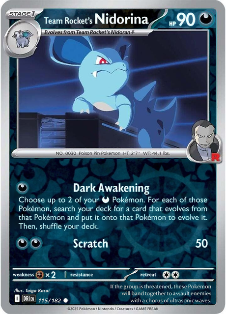 Team Rocket's Nidorina 115/182, Destined Rivals, Reverse Holo, representative matte composite