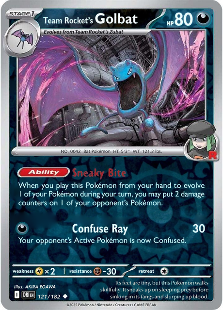 Team Rocket's Golbat 121/182, Destined Rivals, Reverse Holo, representative matte composite