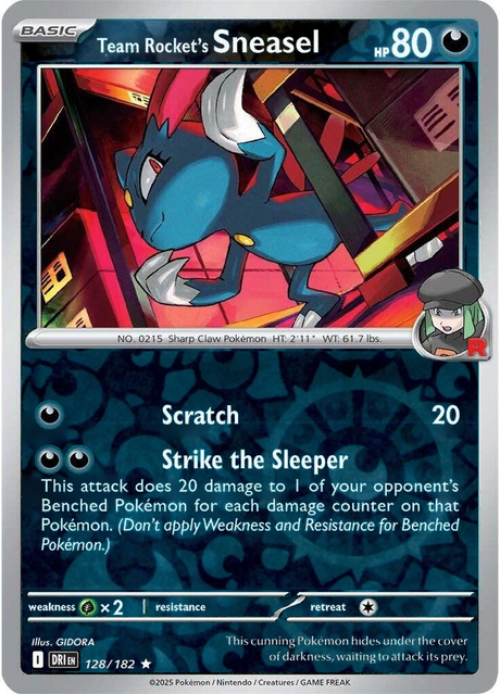 Team Rocket's Sneasel 128/182, Destined Rivals, Reverse Holo, representative matte composite